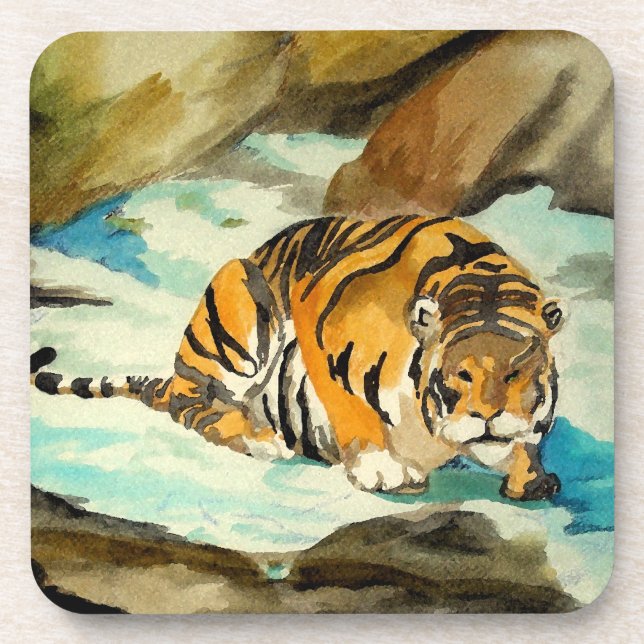 Watercolor Tiger Coaster (Front)