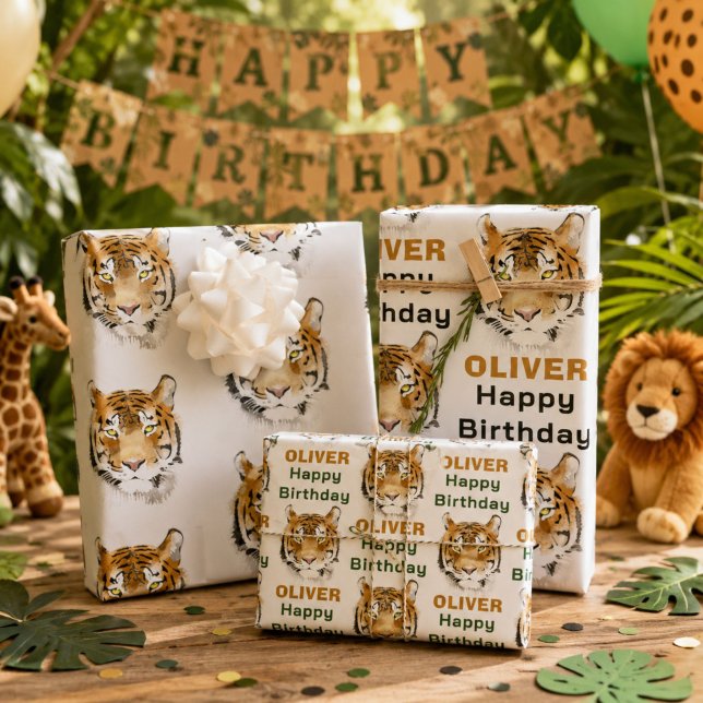 Watercolor Tiger Head Animal Wrapping Paper Sheet (Creator Uploaded)