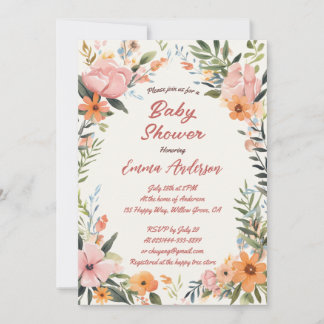 Watercolor Tiger Lily Baby Shower Invitation