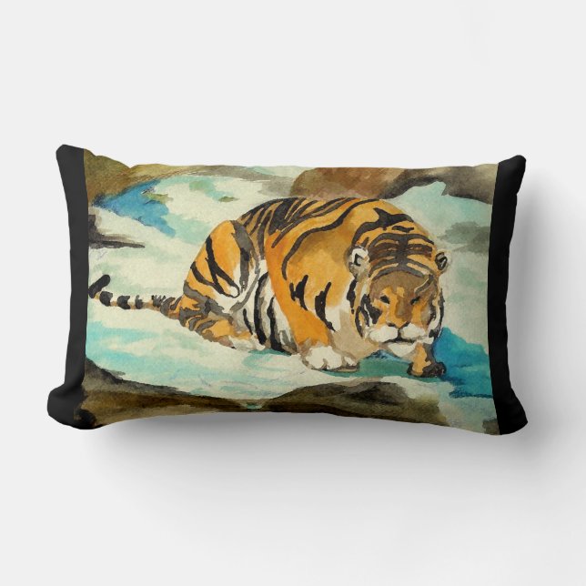 Watercolor Tiger Lumbar Cushion (Front)