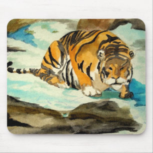 Watercolor Tiger Mouse Pad