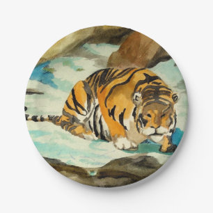 Watercolor Tiger Paper Plate
