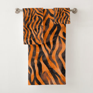 Watercolor Tiger Print Bath Towel Set