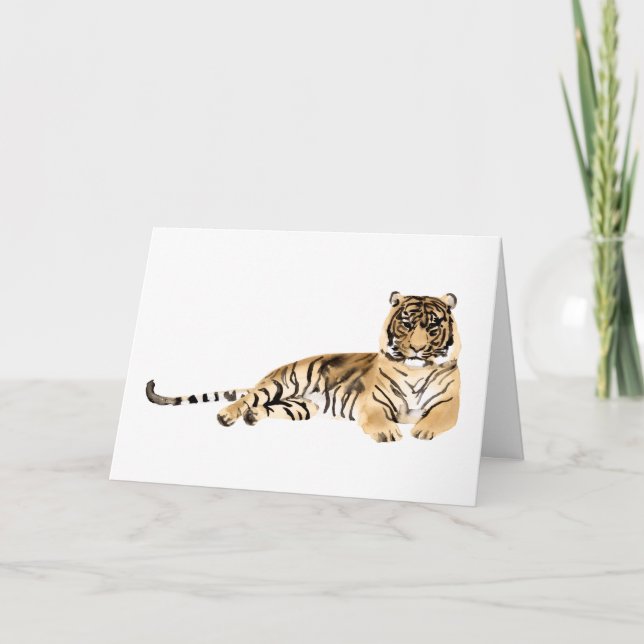 Watercolor Tiger Resting Card (Front)