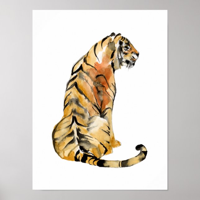 Watercolor Tiger Sitting Poster (Front)