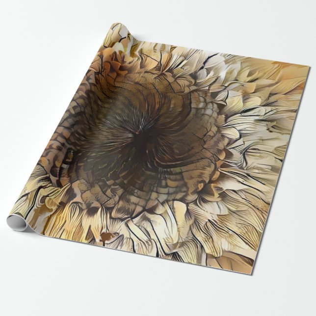 Watercolor Tiger Sunflower Elegant Collection Wrapping Paper (Unrolled)
