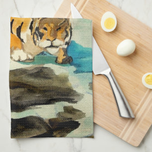 Watercolor Tiger Tea Towel
