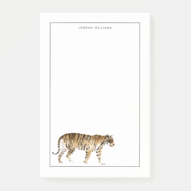 Watercolor Tiger Walking Post-it Notes (Front)