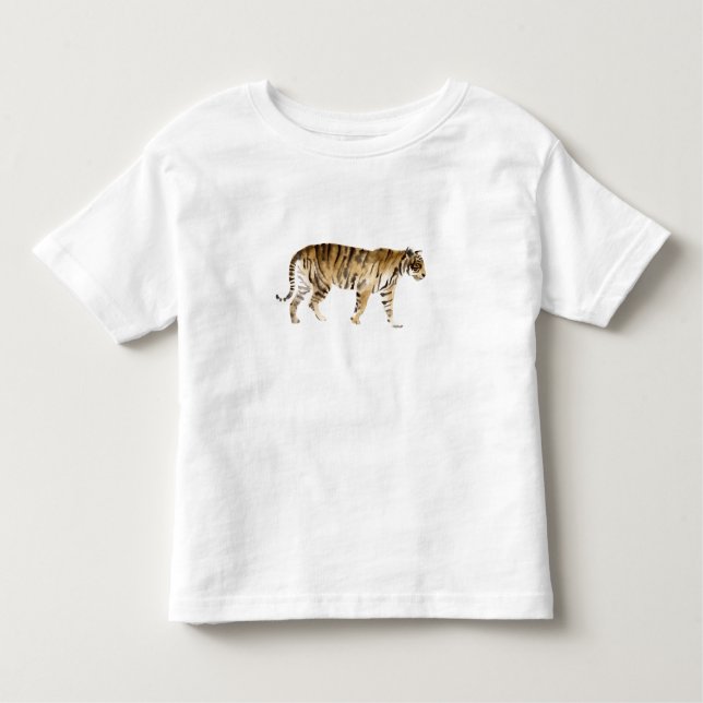 Watercolor Tiger Walking Toddler T-Shirt (Front)