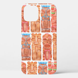 Watercolor tiki hawaii totem seamless pattern iPhone 12 case