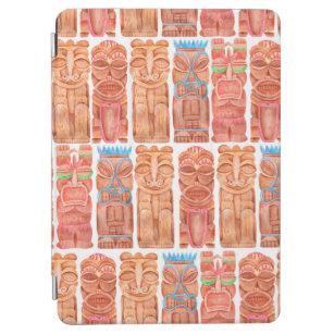 Watercolor tiki hawaii totem seamless pattern iPad air cover
