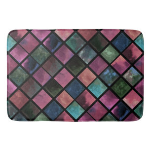 Watercolor, tile bath mat