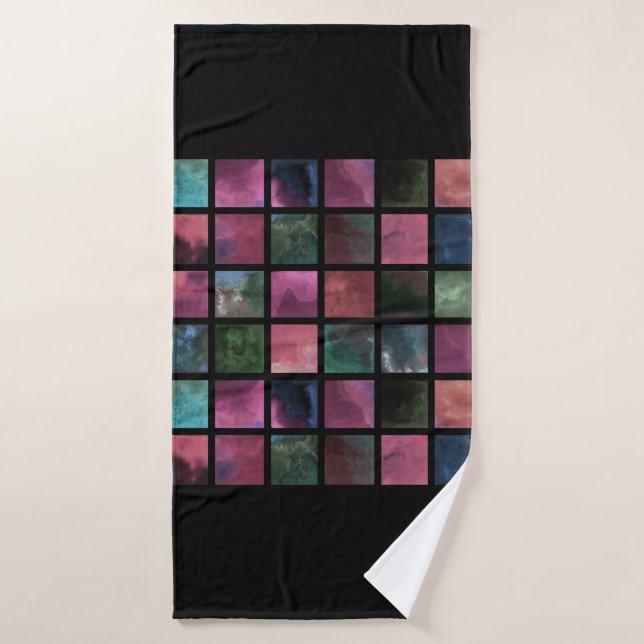 Watercolor, tile bath towel (Bath Towel)