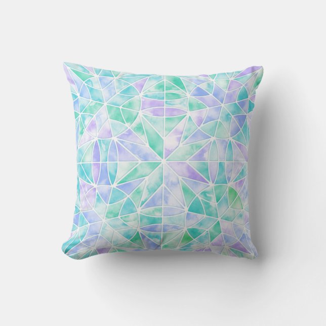 Watercolor tile pattern cushion (Front)