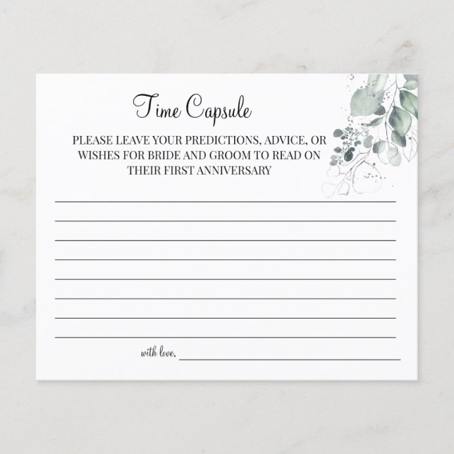 Watercolor  Time Capsule wedding anniversary card (Front)