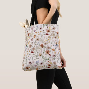 Watercolor Tiny Bloom Boho Floral Pattern Tote Bag