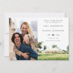 Watercolor Tipi Marquee Garden Wedding Photo Save The Date