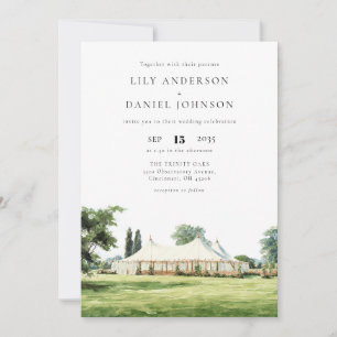 Watercolor Tipi Marquee Outdoor Garden Wedding Invitation