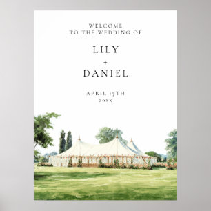 Watercolor Tipi Marquee Wedding Welcome Sign