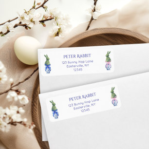 Watercolor Toile De Jouy Bunny Return Address Label