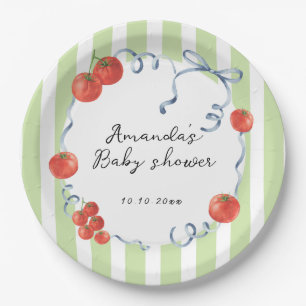 Watercolor tomato baby shower paper plate
