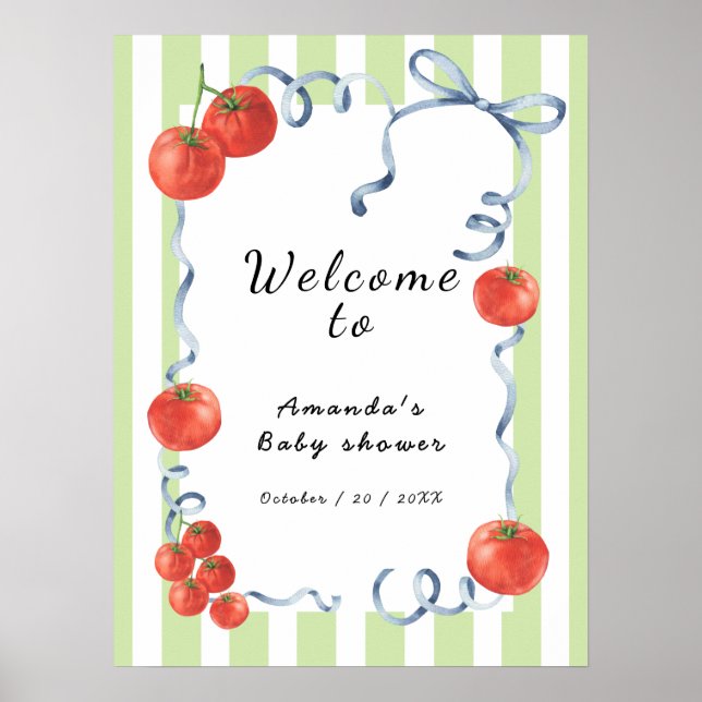 Watercolor Tomato Welcome to Baby Shower Poster (Front)