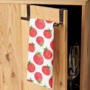 Watercolor Tomatoes Pattern Tea Towel