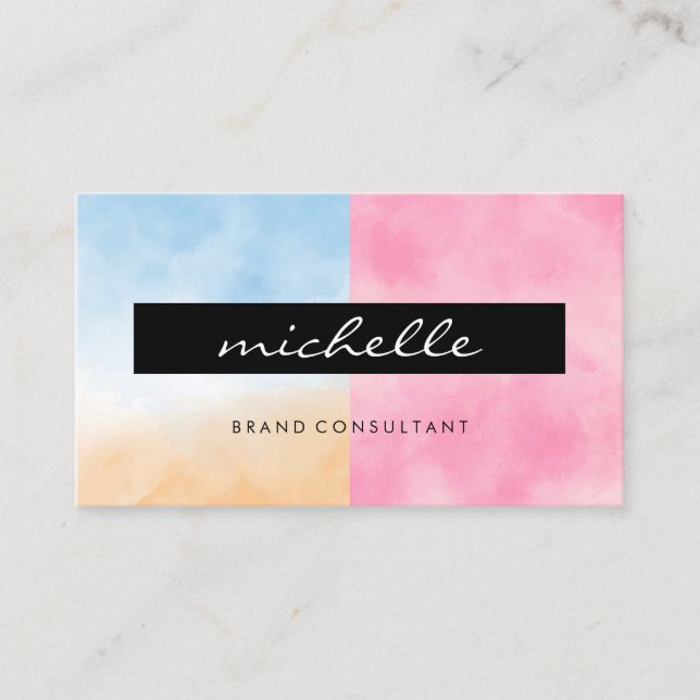 Watercolor Tones | Simple Colourful Business Card (Front)