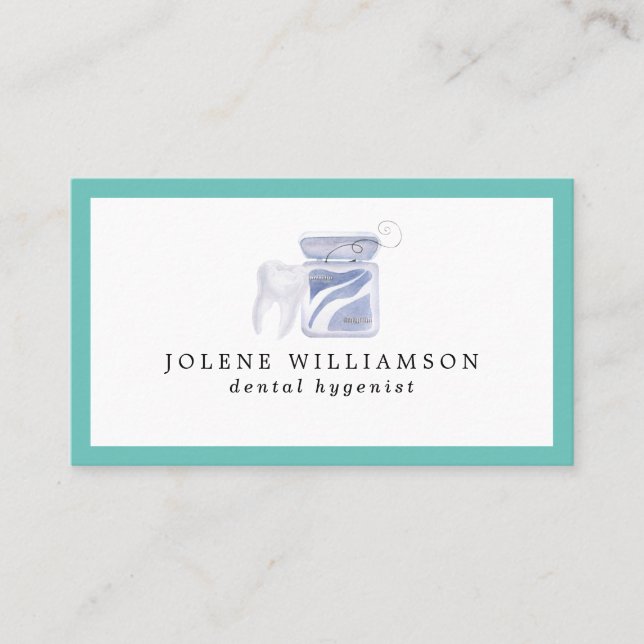 Watercolor Tooth Dentist Dental Hygienist Business Card (Front)