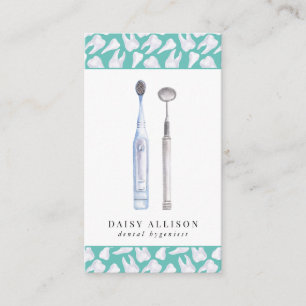 Watercolor Tooth Dentist Dental Hygienist Business Card