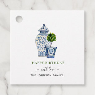 Watercolor Topiaries & Ginger Jar Happy Birthday Favour Tags