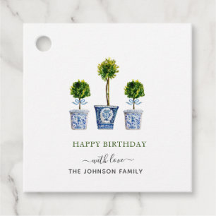 Watercolor topiaries Happy Birthday gift tags
