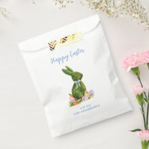 Watercolor Topiary Bunny with Easter eggs Favour Bag