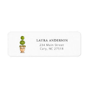 Watercolor Topiary in stone pot return Address Label