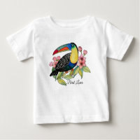 Watercolor Toucan Bird With Flowers