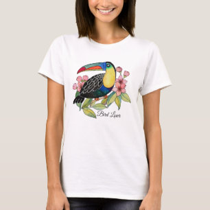 Watercolor Toucan Bird With Flowers T-Shirt