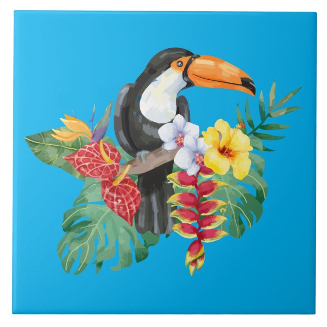 Watercolor Toucan Ceramic Tile (Front)