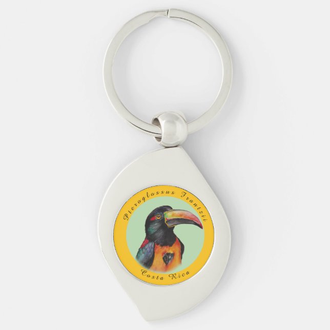 Watercolor toucan key ring (Front)