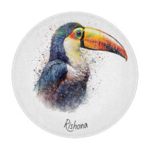 Watercolor Toucan Tropical Kitchen Gift Style Cutting Board