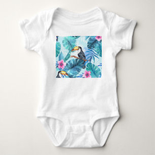 Watercolor Toucans: Tropical Seamless Baby Bodysuit