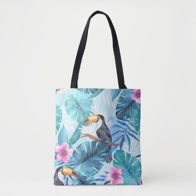 Watercolor Toucans: Tropical Seamless Tote Bag (Front)
