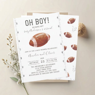 Watercolor touchdowns american football baby showe invitation