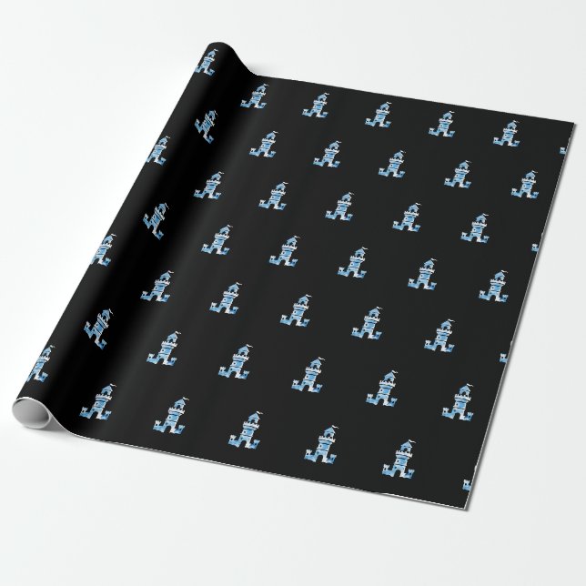 Watercolor Tower Pattern Wrapping Paper (Unrolled)