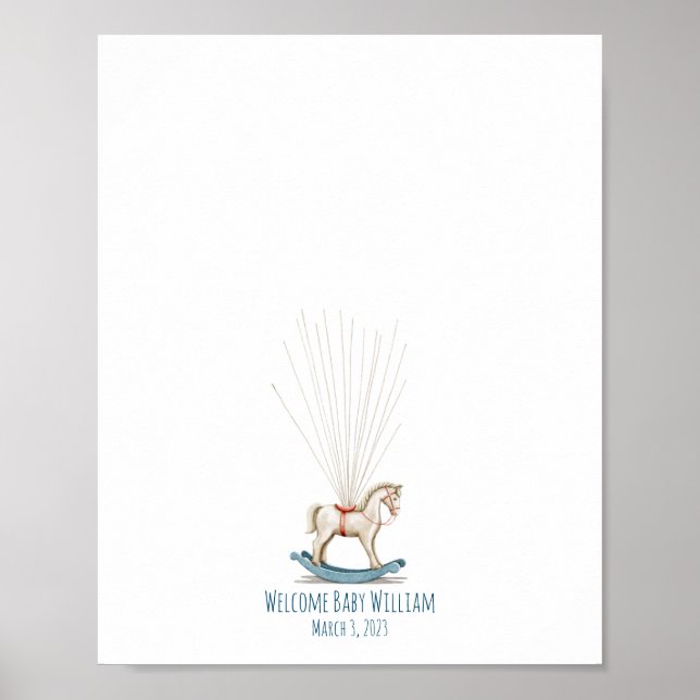 Watercolor Toy Horse Fingerprint Guestbook (Front)