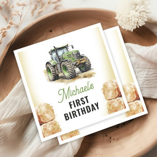 Watercolor Tractor Birthday Party Napkin