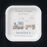 Watercolor Train Birthday Party Plates<br><div class="desc">Train Birthday Party Plates
Ready to be personalised by you!</div>
