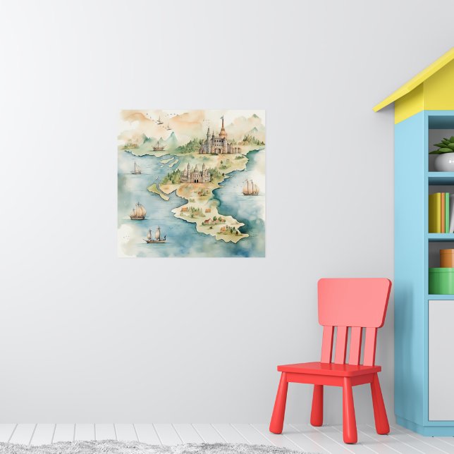 Watercolor Travel Map Poster (Nursery 1)