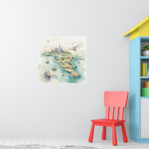 Watercolor Travel Map Poster
