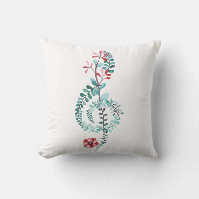 Watercolor Treble Clef Music Gift Band Orchestra Cushion (Front)