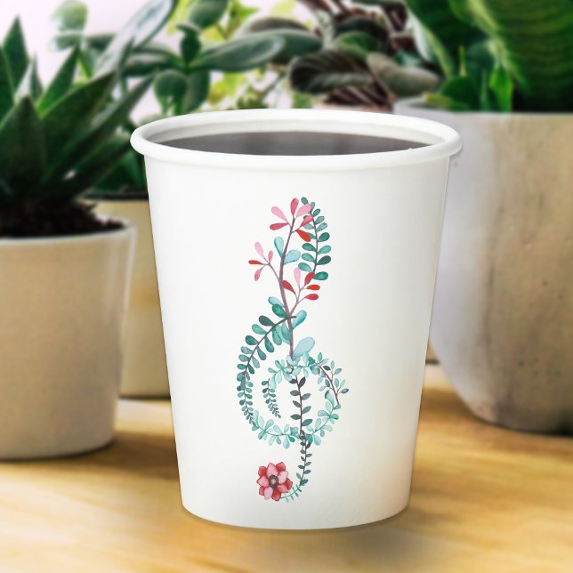 Watercolor Treble Clef Music Themed Party Paper Cups (Creator Uploaded)